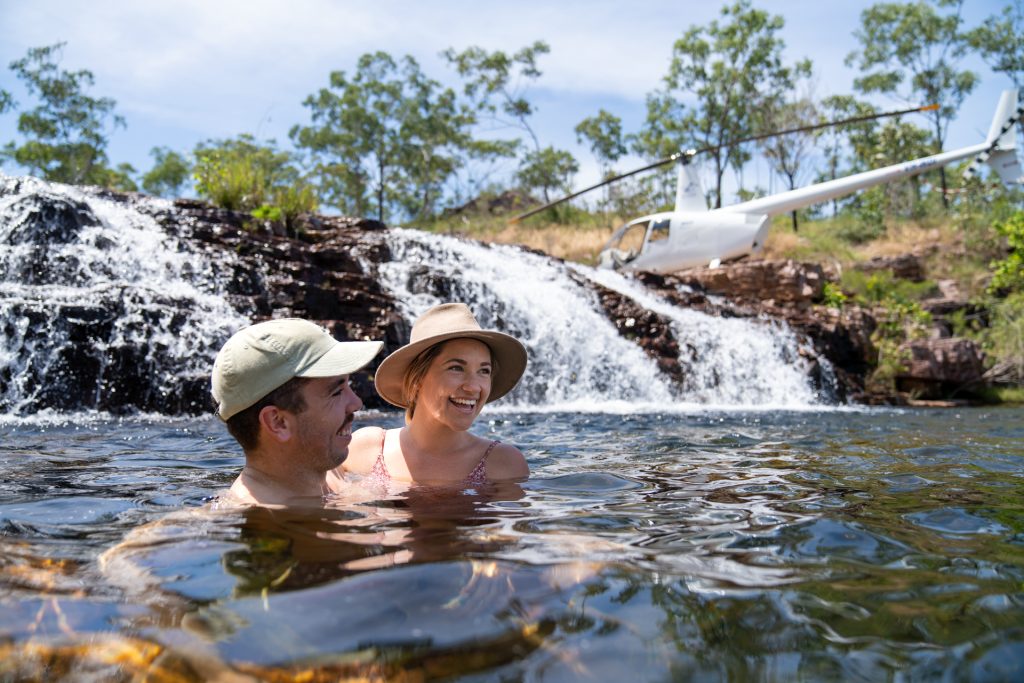 Swimming in a private waterfall in Litchfield National Park